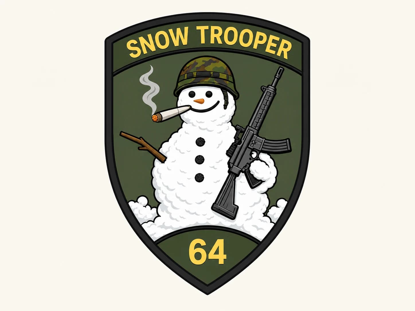 Digitaler Design-Check eines Snow Trooper Klett-Badge mit Farben und Sticknotizen