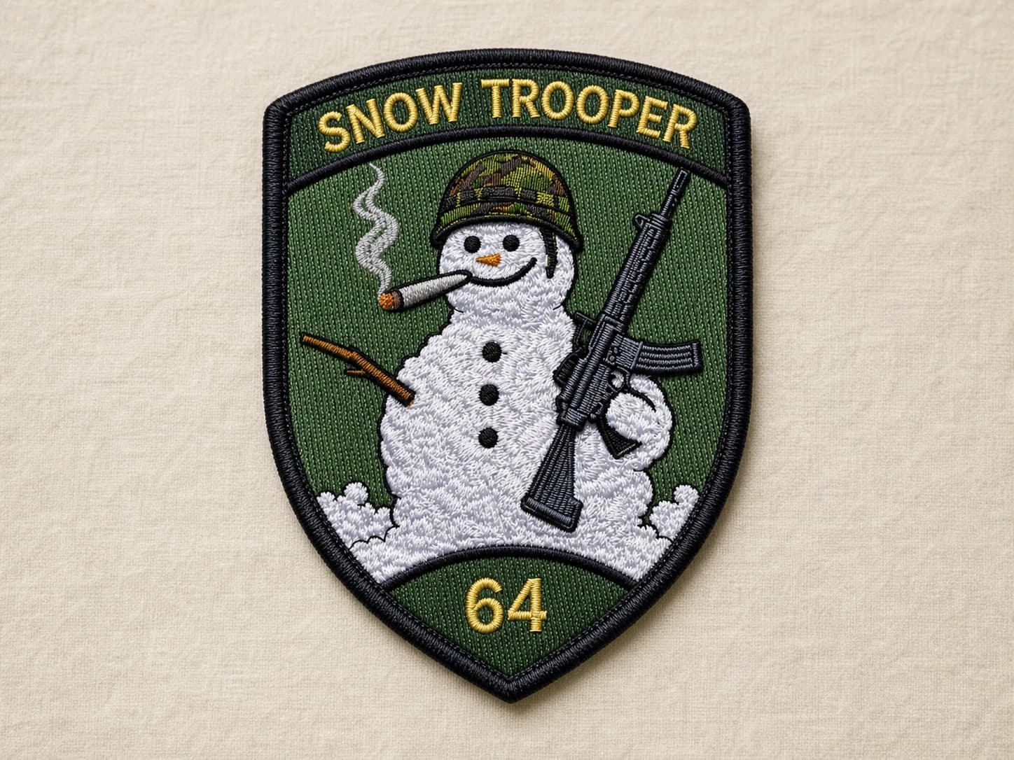 Fertiger gestickter Snow Trooper Badge mit sichtbarer Stickerei